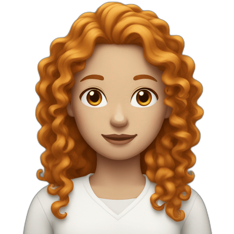 Curly ginger woman with long hair and a white band of hair emoji