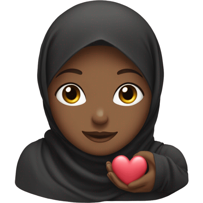 Black hijabi making heart with hands emoji