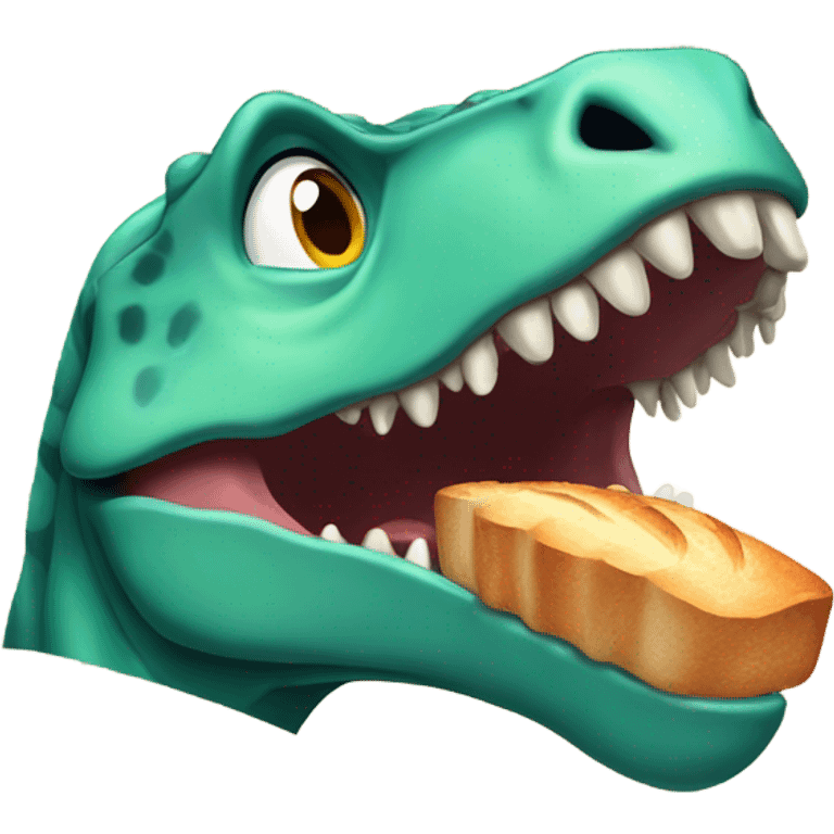 Dinosaur eating bread  emoji