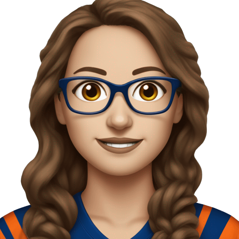 female brown hair glasses nhl fan edmonton oilers emoji