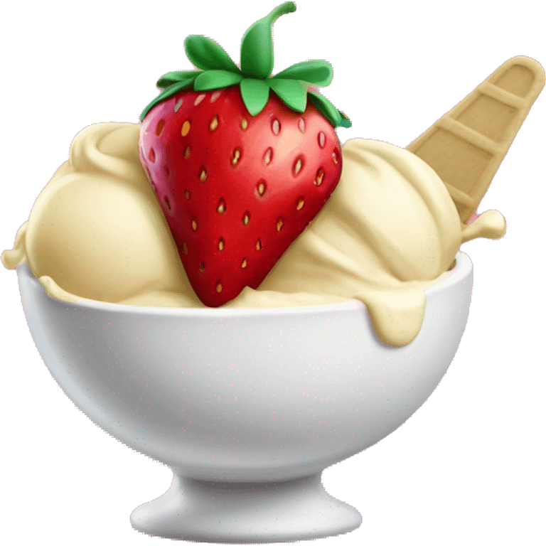 Strawberry and vanilla ice cream mixed in a bowl emoji