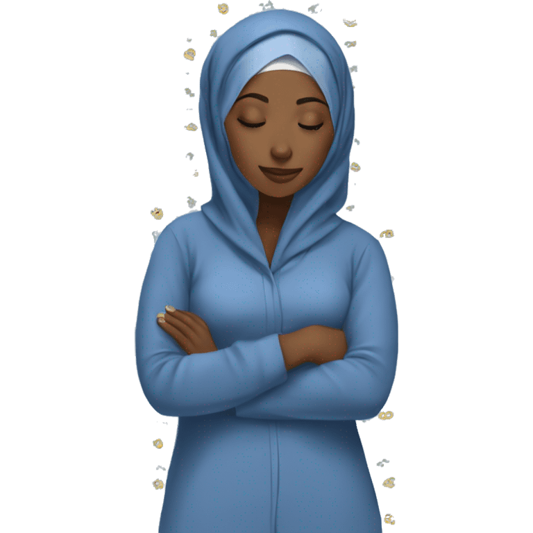 Black Hijabi sleeping in blue pyjamas emoji