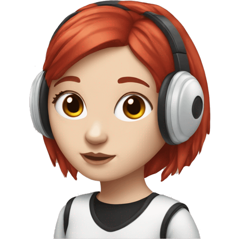 white girl with red hair and panda headset emoji