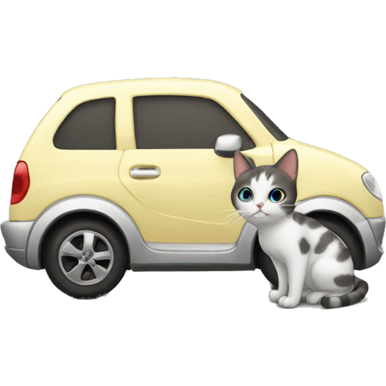 Cat next to car emoji