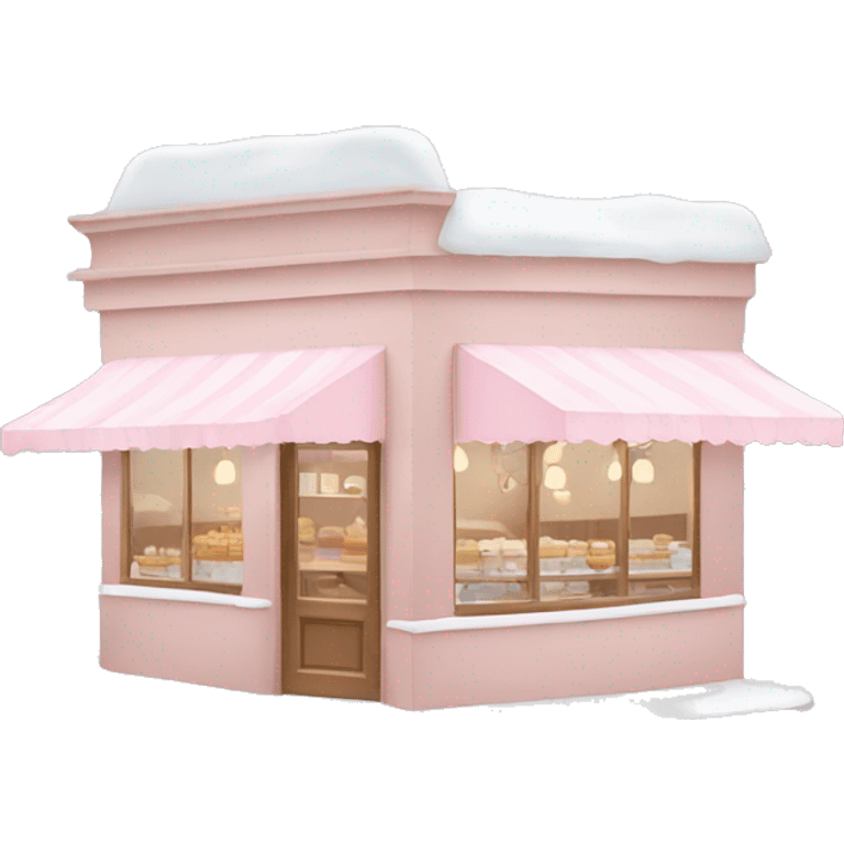 pale pink coffee shop with snow emoji