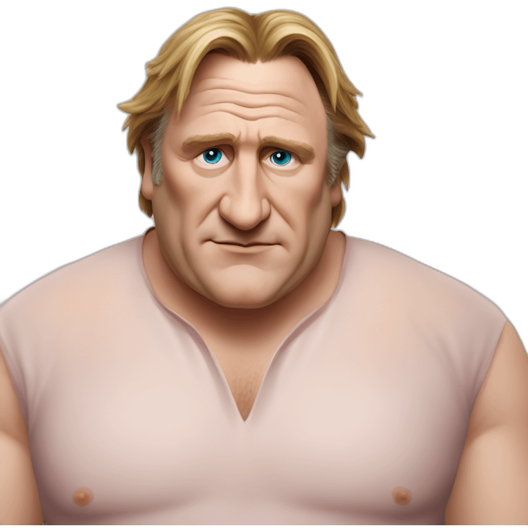 Gerard Depardieu with pig faint emoji