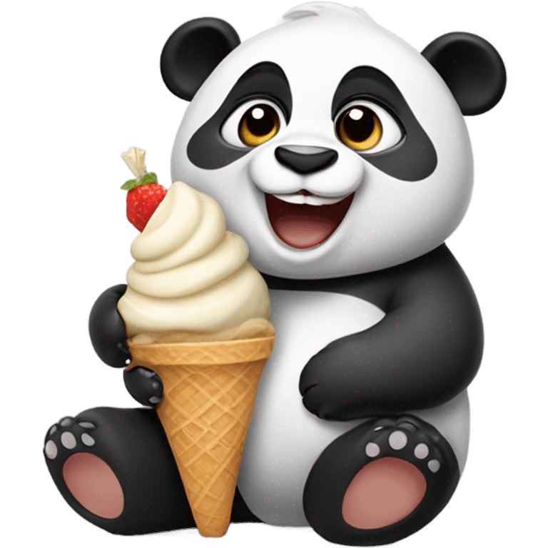 Panda eating ice cream emoji