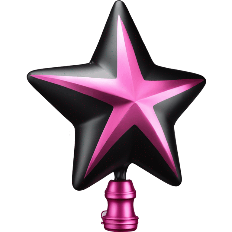 Realistic isolated black and pink metallic star christmas tree topper. emoji