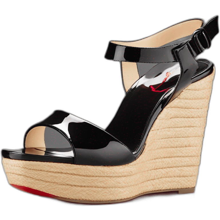 Platform wedges black patent louboutin sandal emoji