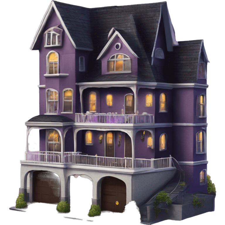 Dark dank 8 story Haunted Barbie manor hotel with attached garage  emoji