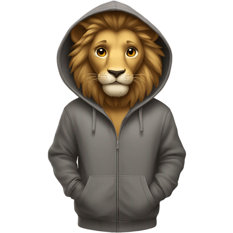 Lion wearing a hoodie emoji