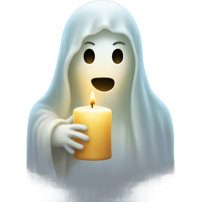 transparent ghost, ethereal with a candle, without shape. emoji