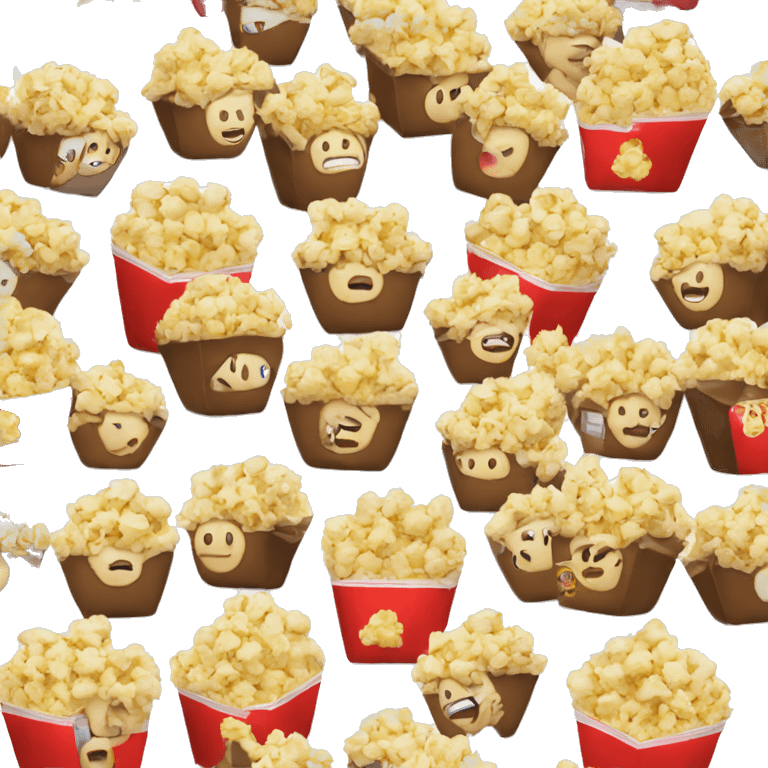 Girl eating popcorn brown haie emoji