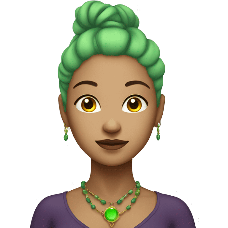  7 chakra symbol woman with light skin and green hair  emoji