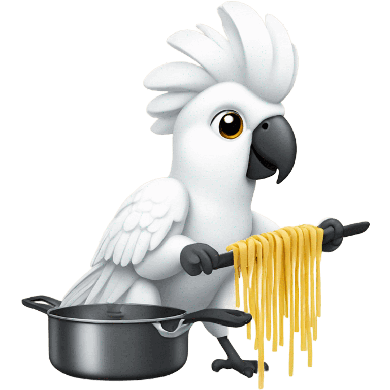 cockatoo cooking pasta emoji