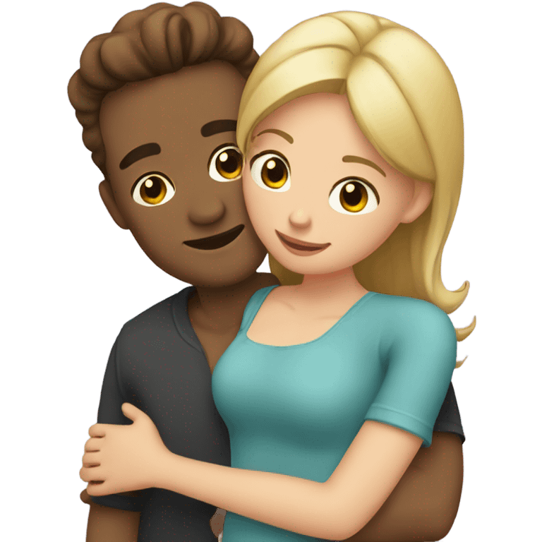 Man hugging girlfriend emoji