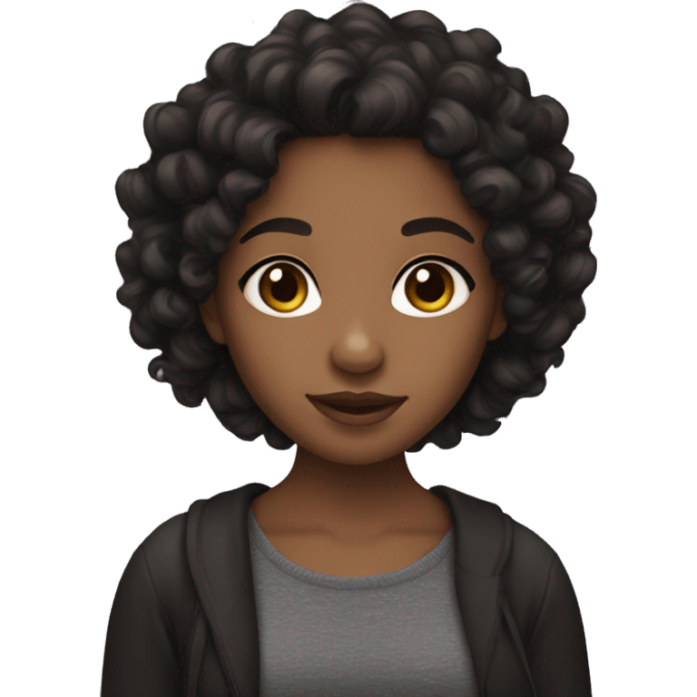 Brown skin girl with black curly hair emoji