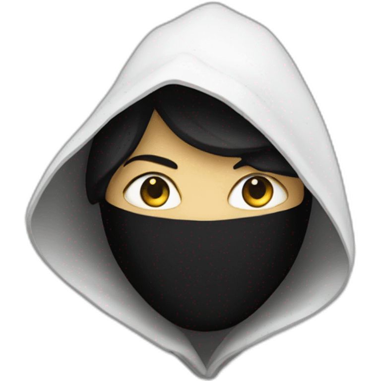 person with a black hood and a white mask emoji