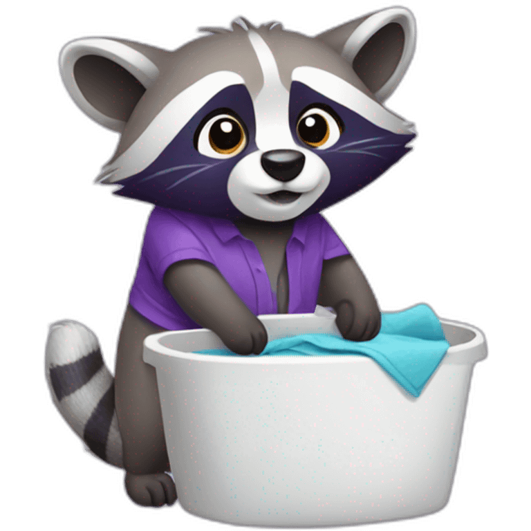 Purple raccoon washing clothes emoji