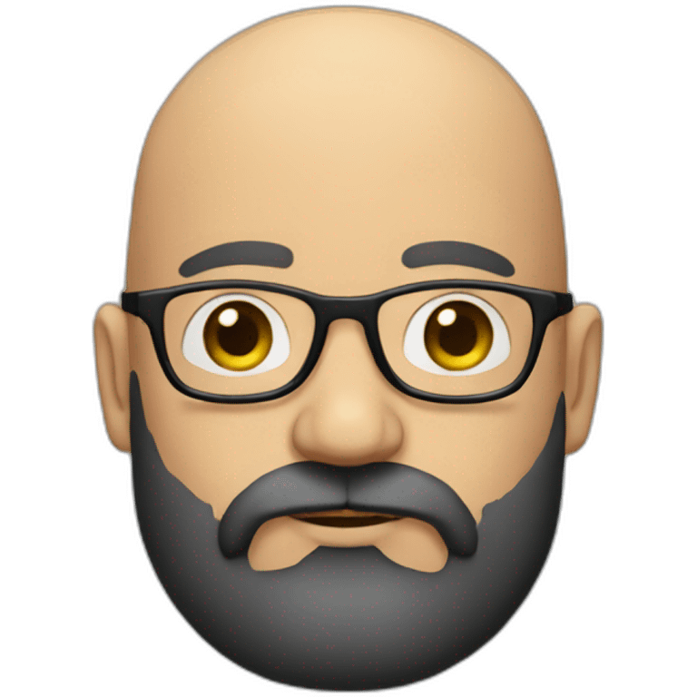 A bald man with very round glasses and a big black beard. emoji