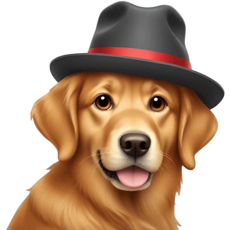 Red golden retriever wearing hat emoji