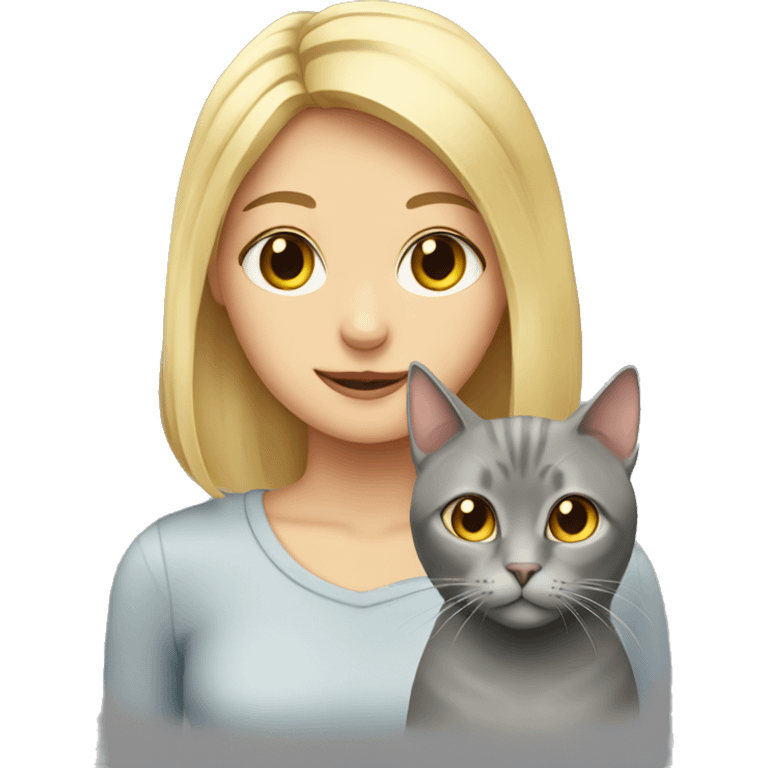 Grey cat with blonde girl emoji