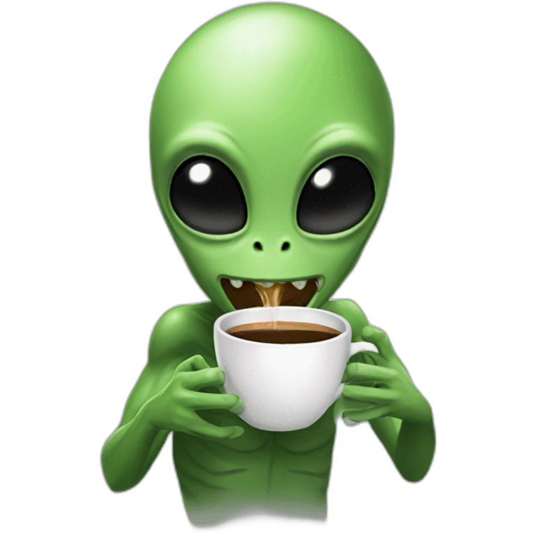 Alien drinking Coffee emoji