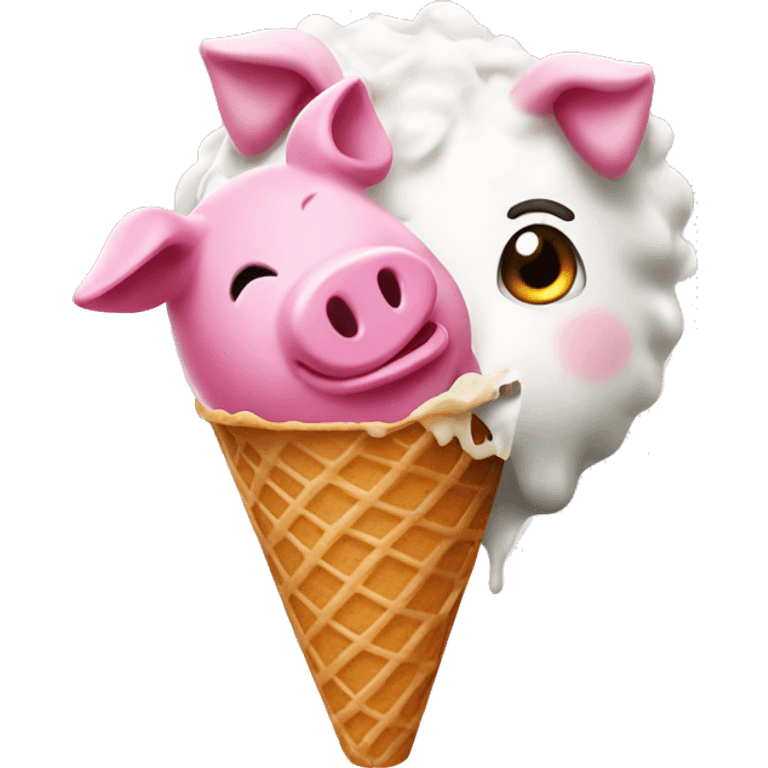 ice cream and piggy emoji