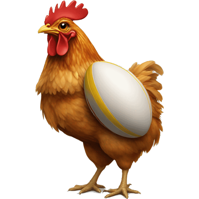 Chicken with a rugby ball emoji