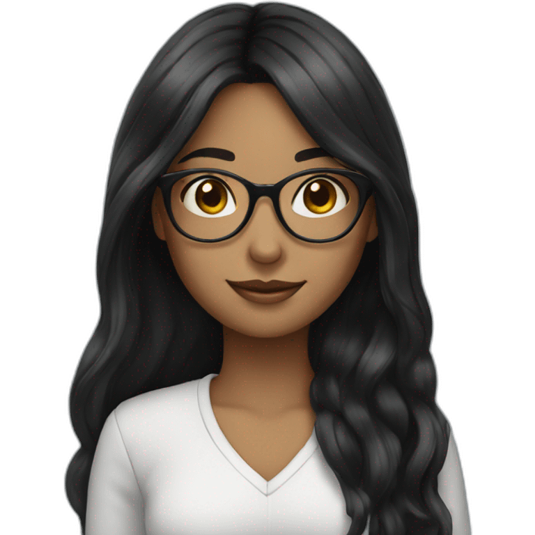 long black hair girl with glasses emoji