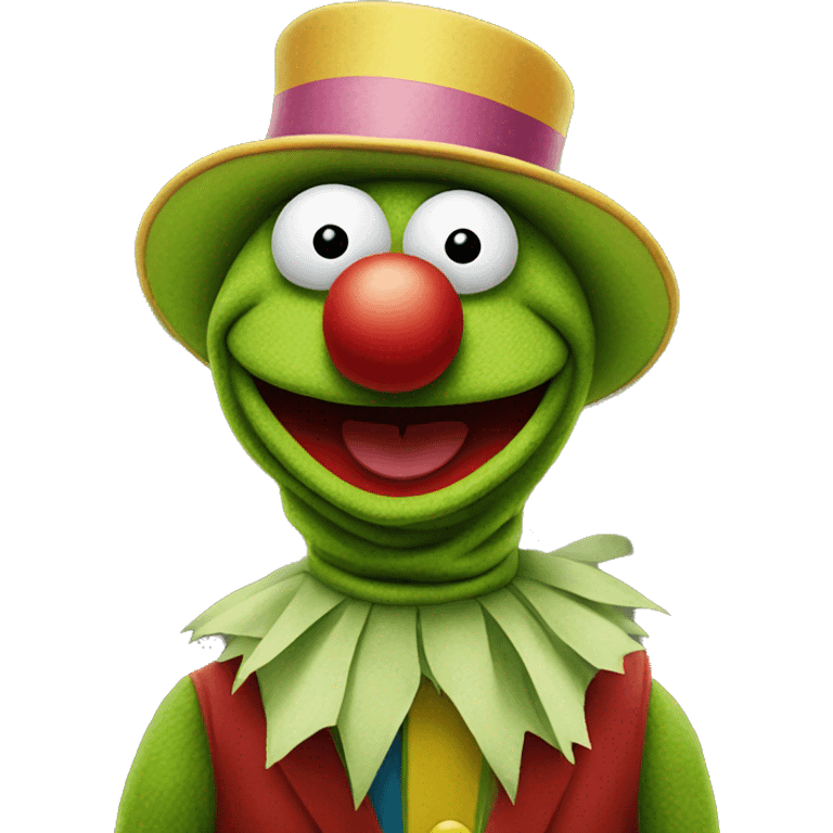 Kermit the frog dressed as a clown emoji