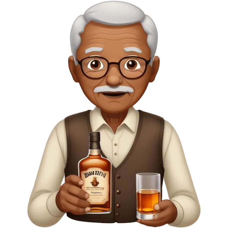 Anciano con botella de wiskey en la mano emoji