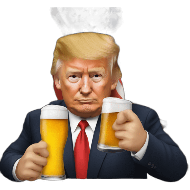 Vladimir Poutine bois une bière avec Trump emoji