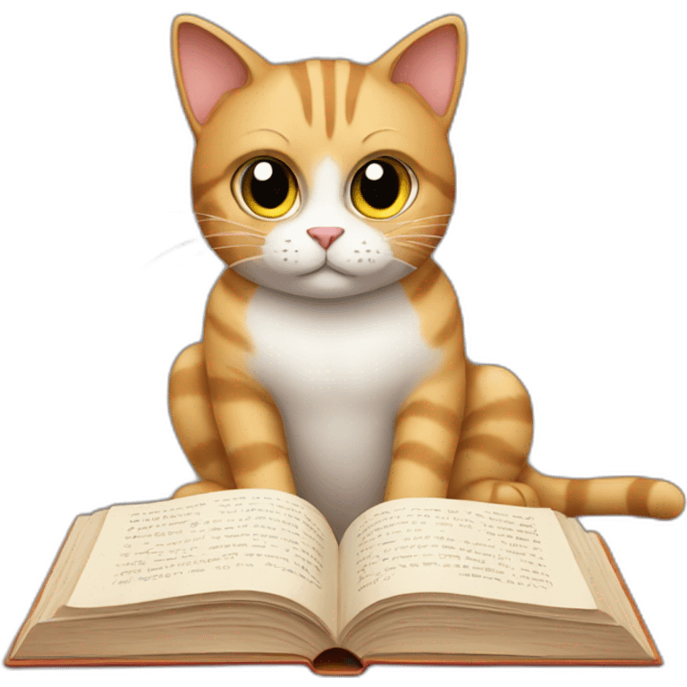 Cat reading a book emoji