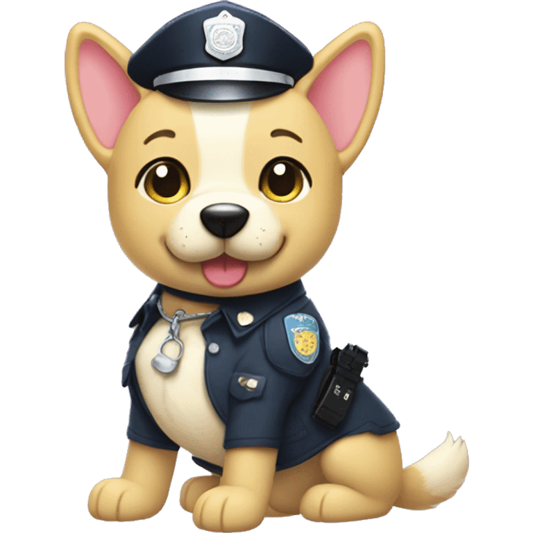 Police dog smelss Lady leg cute versin sanrio emoji