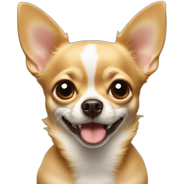 chihuahua with a funny face emoji