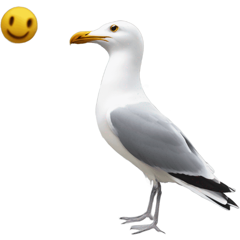 Seagull popping on car emoji