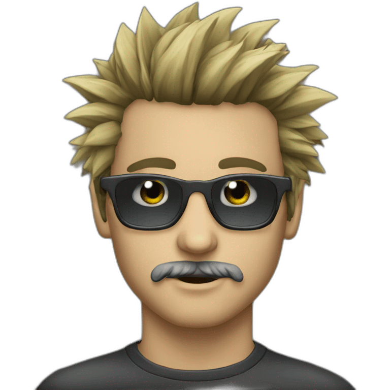 Hombre punk pelo gris y gafas emoji