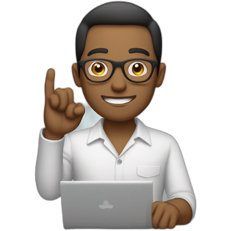 man wearing glasses and holding a computer in his right hand and signaling OK with his left hand emoji