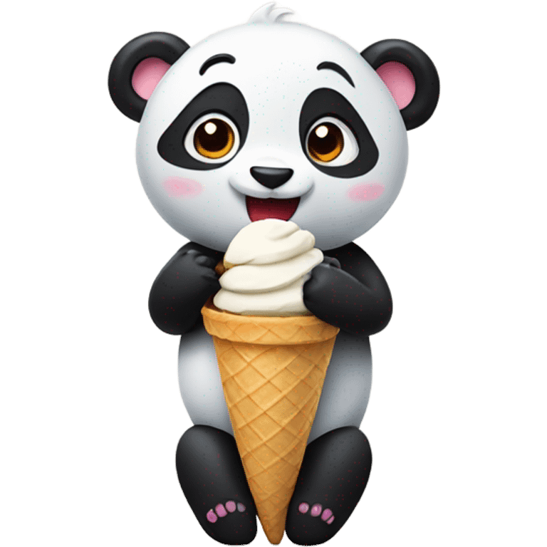 Panda eating ice cream emoji