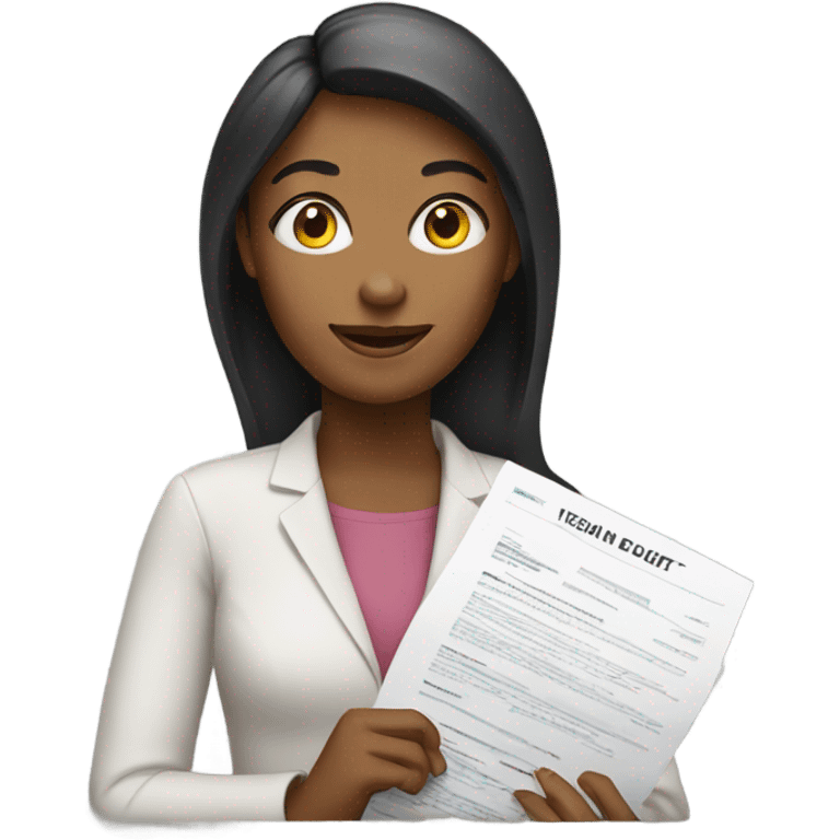 Woman holding a resume emoji