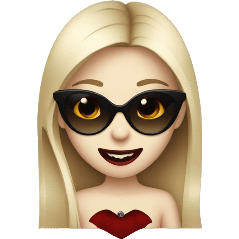 girl vampire with dark sunglasses showing her fangs emoji