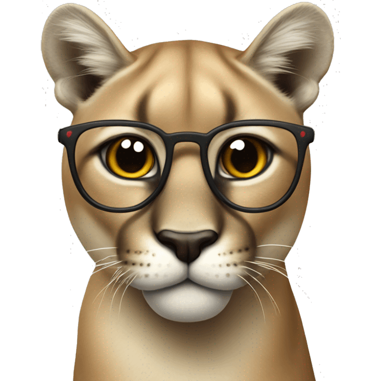 puma that act like a human with glasses with pouting mouth emoji