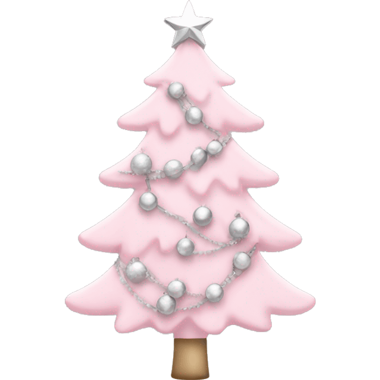 Light pink Christmas tree with silver garland  emoji