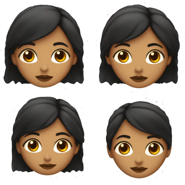 Mujer con pelo negro, media melena, ojos rasgados y piel morena emoji