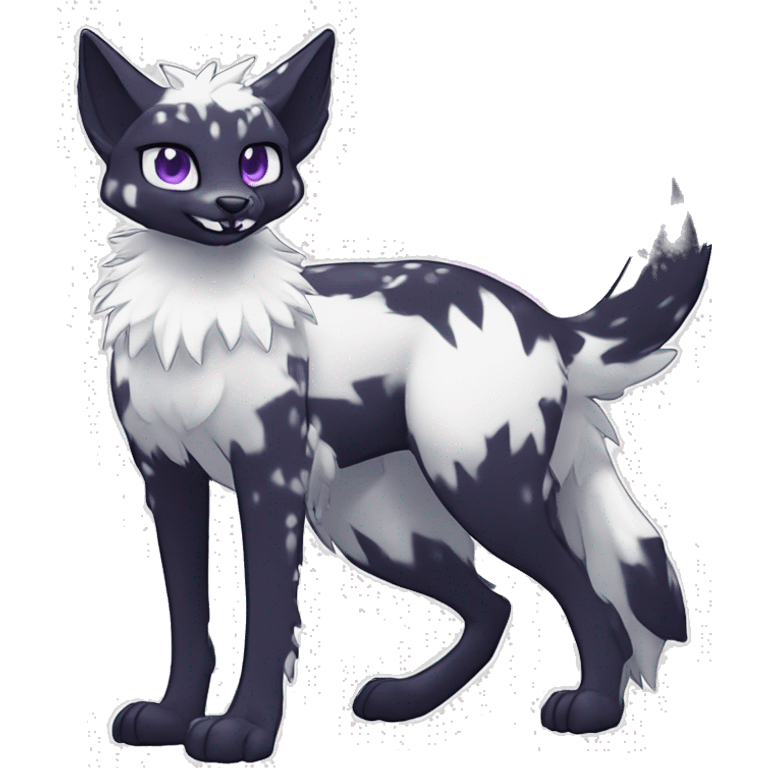 Epic Edgy Black White Purple ethereal Sergal-shiny sparkle starry Serval-Fionbri full body emoji