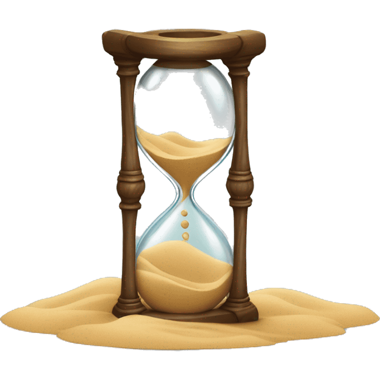 A finely crafted hourglass with sand flowing, placed over or beside a scroll with elegant calligraphy emoji