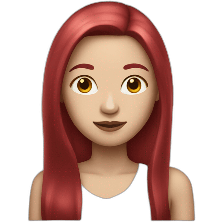 woman with long straight ruby hair and white skin emoji