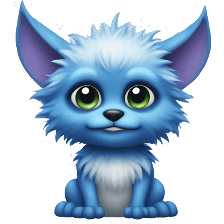 furry blue gremlin with a white belly emoji