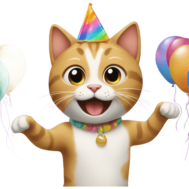 Cat throwing a party emoji